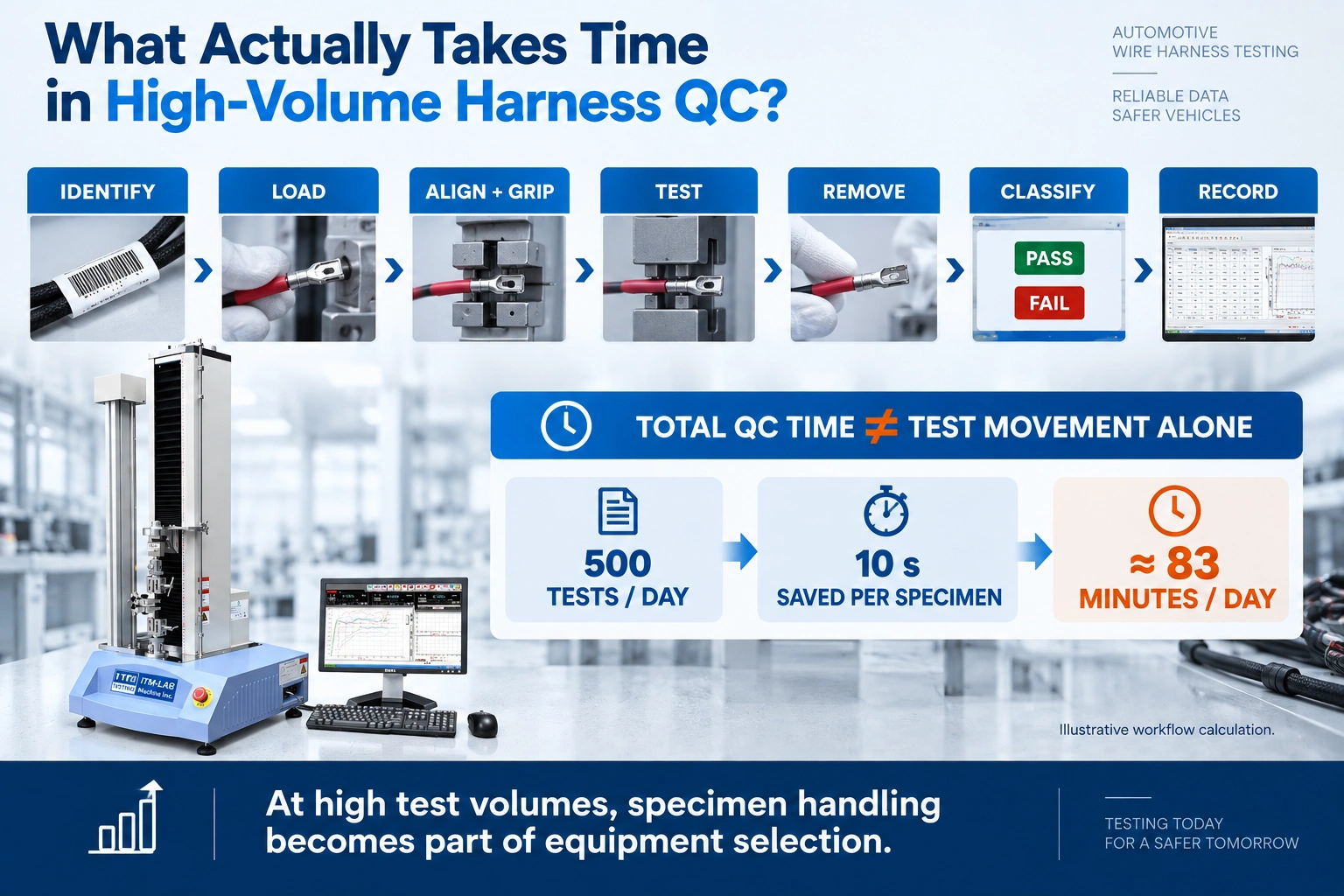 automotive wire harness pull test production QC workflow